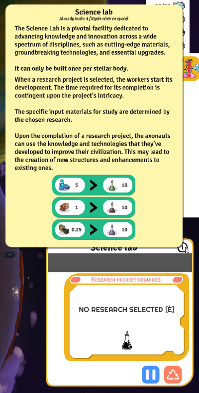 Science lab tooltip